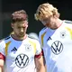 Ihr Turnier ist es noch nicht: Null-Minuten-Stürmer Nick Woltemade (r) und 25-Minuten-Mann Leon Goretzka hoffen auf Einsatzzeiten gegen Ecuador.  - Bild: Federico Gambarini/dpa