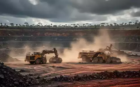 Luftaufnahme einer grossen, staubigen offenen Mine in Madagaskar unter einem bewölkten Himmel. - Foto: über boerse-global.de