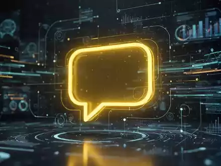 A glowing yellow speech bubble icon over a background of abstract digital data streams, symbolizing advanced AI voice interaction. - Foto: über boerse-global.de