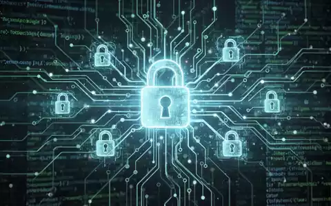 A stylized glowing neural network with digital security lock icons, representing AI-powered cybersecurity and data protection. - Foto: über boerse-global.de