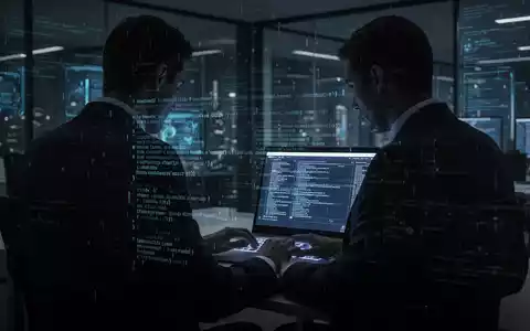 A shadowy figure types on a laptop, with digital code visible on the screen, illustrating a cybercrime scenario. - Foto: über boerse-global.de