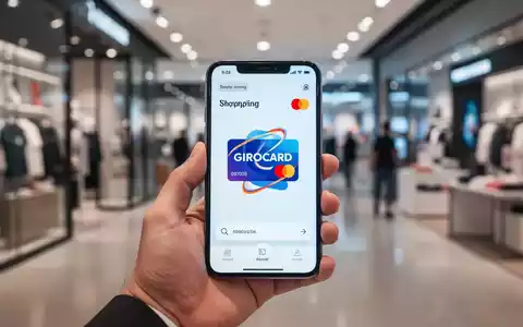 Eine Hand hält ein Smartphone mit einer Shopping-App, die das Girocard-Logo zeigt, in einem modernen Einzelhandelsumfeld. - Foto: über boerse-global.de