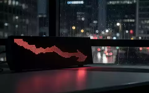 Ein Börsenticker zeigt einen starken prozentualen Einbruch an, gespiegelt in einem regennassen Fenster. - Foto: über boerse-global.de