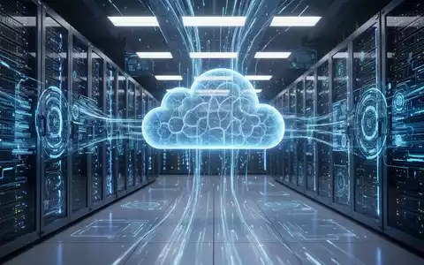 A futuristic server room with glowing blue data streams and high-performance computing racks, symbolizing Azure infrastructure and AI. - Foto: über boerse-global.de