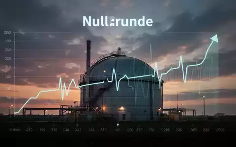 Eine Biogasanlage in der Dämmerung mit einer subtilen digitalen Null-Linie, die Stagnation für das Geschäftsjahr 2025 symbolisiert. - Foto: über boerse-global.de