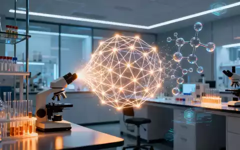 Eine futuristische Darstellung von KI und Molekularstrukturen in einem Labor, die Kooperation und Forschung im Gesundheitswesen symbolisiert. - Foto: über boerse-global.de