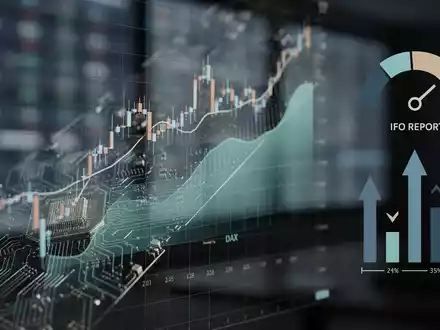 Eine stilisierte Darstellung des DAX-Index mit Elementen, die Mikrochips und Wirtschaftsdaten symbolisieren. - Foto: über boerse-global.de