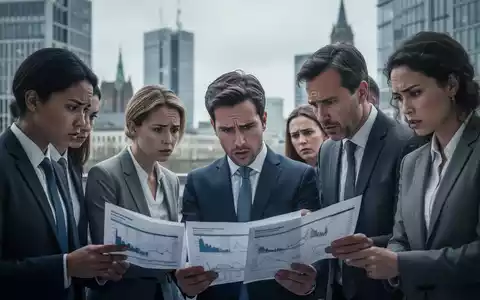 Geschäftsleute in einer deutschen Stadt, die Finanzdokumente prüfen und sich besorgt über die wirtschaftliche Stagnation zeigen. - Foto: über boerse-global.de
