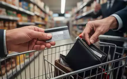 Eine Hand hält eine Bankkarte, während im Hintergrund eine andere Hand versucht, eine Brieftasche aus einem Einkaufswagen zu stehlen. - Foto: über boerse-global.de