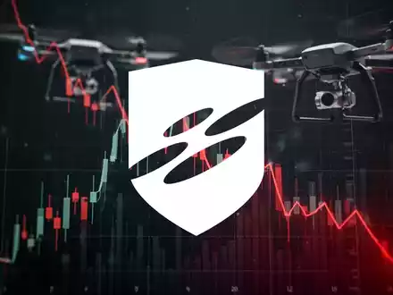 Abstürzender Börsenchart mit angedeuteten Drohnen-Elementen im Hintergrund, symbolisiert den Kursrückgang trotz guter Zahlen. - Foto: über boerse-global.de