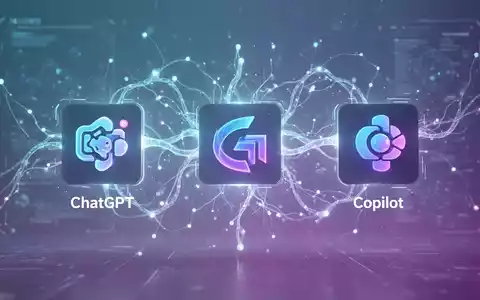 Digital representation of three interconnected AI logos (ChatGPT, Gemini, Copilot) symbolizing multi-vendor AI workflows and education. - Foto: über boerse-global.de