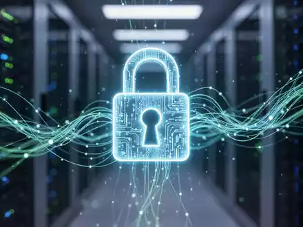 A glowing digital padlock icon hovers over abstract data streams, symbolizing secure password management for cloud services. - Foto: über boerse-global.de