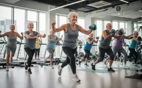 Senioren beim gemeinsamen Training in einem Fitnessstudio, das Ausdauer- und Kraftübungen kombiniert. - Foto: über boerse-global.de