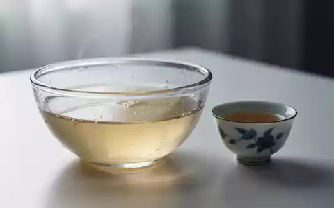 Eine Nahaufnahme einer klaren Flüssigkeit in einer Glasschale neben einer Teetasse, die eine schonende Ernährung darstellt. - Foto: über boerse-global.de