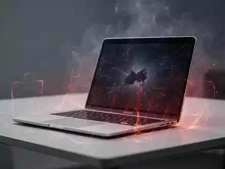 A sleek, modern laptop on a minimalist desk, subtly depicting heat or performance strain through a faint haze or glowing overlay. - Foto: über boerse-global.de