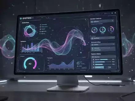 A close-up of a futuristic computer screen displaying abstract data, representing digital updates and system enhancements. - Foto: über boerse-global.de