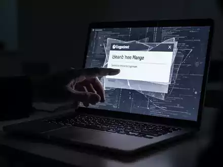 A shadowy hand reaching for a laptop screen displaying a threatening email, symbolizing digital extortion and cybersecurity threats. - Foto: über boerse-global.de