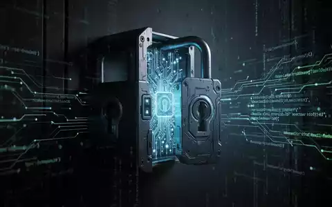 A digital lock with glowing AI circuitry, representing AI security threats and the need for advanced cyber defenses. - Foto: über boerse-global.de