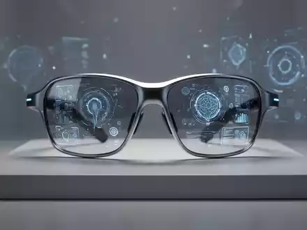 Close-up of modern smart glasses on a clean display, with subtle digital light effects suggesting AI and connectivity. - Foto: über boerse-global.de