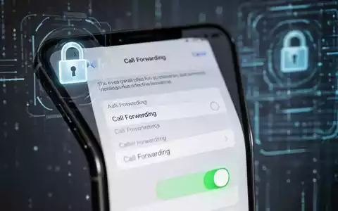 A close-up of an iPhone screen showing call forwarding settings, with a subtle, blurred background suggesting digital security. - Foto: über boerse-global.de