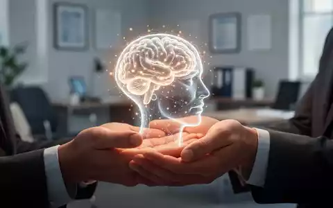 Hände halten einen leuchtenden, stilisierten menschlichen Kopf, der psychische Gesundheit und Unterstützung symbolisiert. - Foto: über boerse-global.de