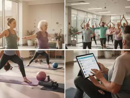 Eine vielfältige Gruppe von Menschen nimmt an verschiedenen Wellness- und Lernaktivitäten in einem modernen Gemeindezentrum teil. - Foto: über boerse-global.de