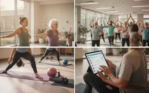 Eine vielfältige Gruppe von Menschen nimmt an verschiedenen Wellness- und Lernaktivitäten in einem modernen Gemeindezentrum teil. - Foto: über boerse-global.de