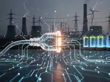 Ein stilisiertes, leuchtendes Stromkabel, das mit einem Netzwerk digitaler Linien verbunden ist, symbolisiert Energieregulierung und Wettbewerb. - Foto: über boerse-global.de