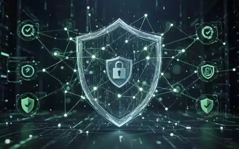 Abstrakte Darstellung von Cybersicherheit und Datenschutz mit leuchtenden Linien, die einen Schutzschild um digitale Datenpunkte bilden. - Foto: über boerse-global.de