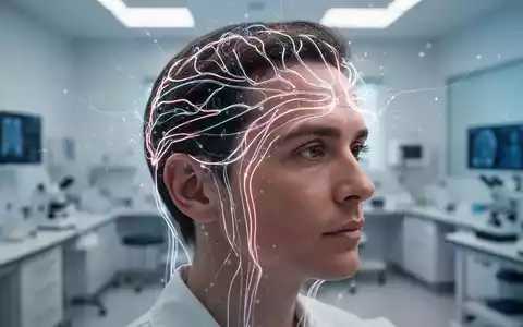 Eine Person mit subtilen, leuchtenden Linien, die nicht-invasive Hirnstimulation darstellen, in einem modernen Forschungslabor. - Foto: über boerse-global.de