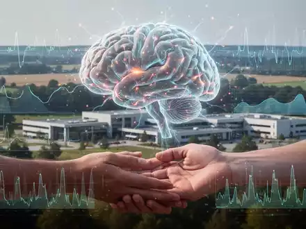 Ein stilisiertes Gehirn mit leuchtenden Neuronenbahnen, überlagert von medizinischen Diagrammen und Datenvisualisierungen. - Foto: über boerse-global.de