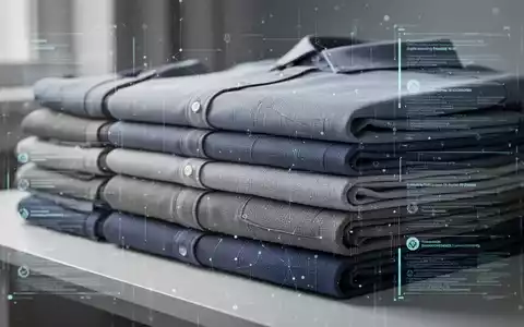 Ein Stapel ordentlich gefalteter Textilien, die nachhaltiges Mode- und Textilmanagement symbolisieren, mit einem Hauch von digitaler Datenvisualisierung. - Foto: über boerse-global.de