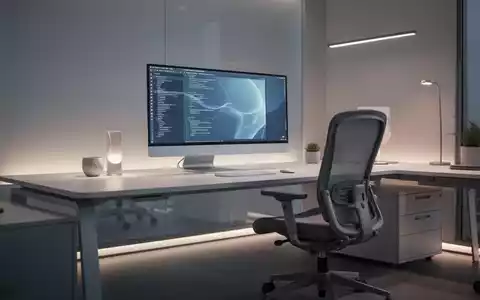 Ein moderner, ergonomischer Büroarbeitsplatz mit einem schlanken Monitor, verstellbarem Stuhl und dezenter Umgebungsbeleuchtung. - Foto: über boerse-global.de