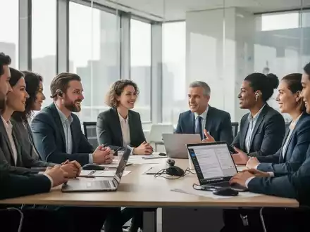 Eine vielfältige Gruppe von Fachleuten diskutiert in einem modernen Konferenzraum über Inklusion am Arbeitsplatz. - Foto: über boerse-global.de