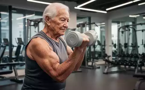 Eine ältere Person trainiert mit einer Hantel in einem Fitnessstudio, um Muskelschwund im Alter vorzubeugen. - Foto: über boerse-global.de