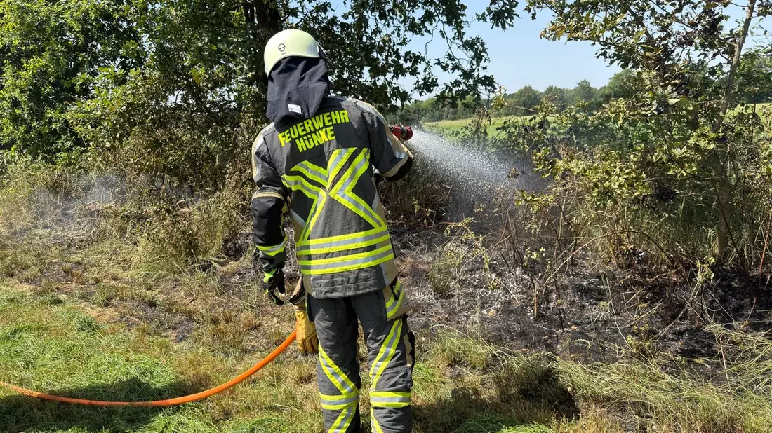 FW Hünxe: Vegetationsbrand durch Mäharbeiten - Bild: presseportal.de