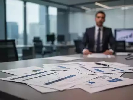 Ein modernes Büroambiente, das Professionalität und Finanzen suggeriert, mit einem angedeuteten Fokus auf Dokumente oder eine Führungsperson. - Foto: über boerse-global.de