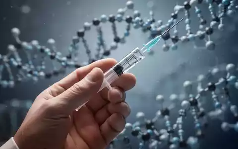 Eine Hand hält eine Spritze, im Hintergrund verschwommene molekulare Strukturen, die Peptidtherapie und Forschung symbolisieren. - Foto: über boerse-global.de