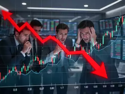 Ein fallender Börsenkursgraph mit einem roten Abwärtspfeil, der einen Kursrückgang von 9 Prozent auf 5,32 Euro symbolisiert. - Foto: über boerse-global.de