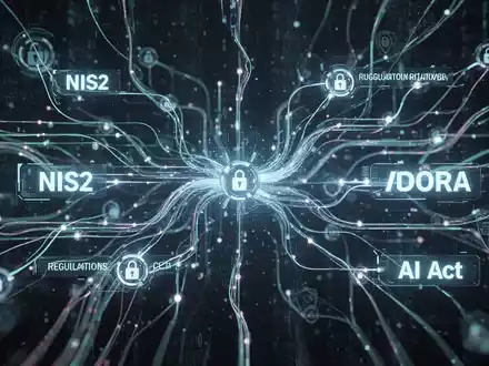 Abstrakte Darstellung von Datenflüssen in einem digitalen Netzwerk, symbolisierend automatisierte Compliance und KI-gestützte Regulierungsprozesse. - Foto: über boerse-global.de