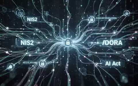 Abstrakte Darstellung von Datenflüssen in einem digitalen Netzwerk, symbolisierend automatisierte Compliance und KI-gestützte Regulierungsprozesse. - Foto: über boerse-global.de