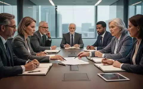Eine Gruppe von Betriebsratsmitgliedern in einem modernen Konferenzraum, die engagiert an einem Tisch diskutieren und lernen. - Foto: über boerse-global.de