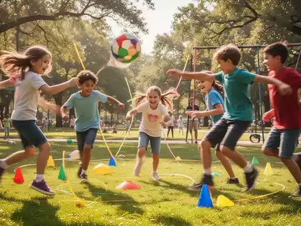 Kinder spielen lachend und aktiv im Freien, symbolisch für die Stärkung der psychischen Gesundheit durch Bewegung. - Foto: über boerse-global.de