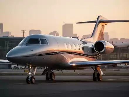 Ein elegantes Geschäftsreiseflugzeug auf einem Rollfeld bei Sonnenaufgang, das Finanzinnovation und rechtliche Entwicklungen symbolisiert. - Foto: über boerse-global.de