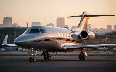 Ein elegantes Geschäftsreiseflugzeug auf einem Rollfeld bei Sonnenaufgang, das Finanzinnovation und rechtliche Entwicklungen symbolisiert. - Foto: über boerse-global.de