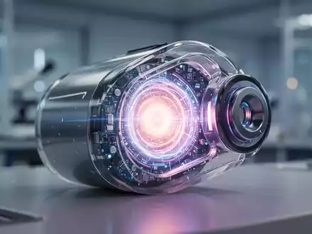 Nahaufnahme einer futuristischen Batteriezelle, die im Inneren leuchtet und komplizierte Komponenten offenbart. - Foto: über boerse-global.de