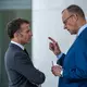 Kanzler Friedrich Merz (CDU) und der französische Präsident Emmanuel Macron beim E5-Gipfel führender europäischer Staaten in Berlin.  - Bild: Michael Kappeler/dpa