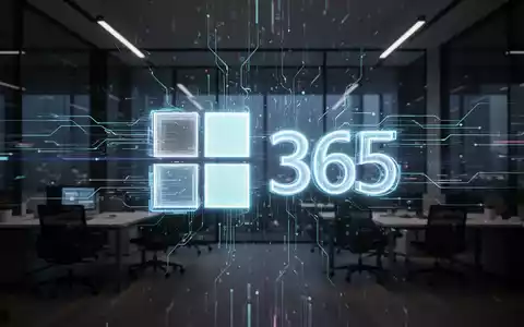 A glowing Microsoft 365 logo with abstract digital lines and data streams, representing technology integration and security. - Foto: über boerse-global.de