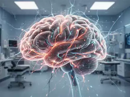 Ein stilisiertes, leuchtendes Gehirn mit komplexen neuronalen Verbindungen in einer modernen medizinischen Umgebung. - Foto: über boerse-global.de