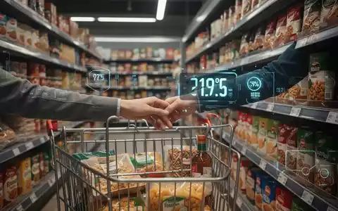 Eine Person greift in einem Supermarkt nach einem Produkt mit einem digitalen Preisschild, das einen Rabatt anzeigt. - Foto: über boerse-global.de